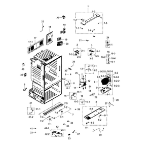 Cabinet Diagram and Parts List for RF263TEAEBC AA-01 Samsung Refrigerator