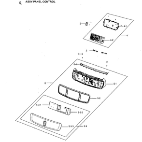 Control Panel Diagram and Parts List for DVG60M9900V A3-0000 Samsung Dryer
