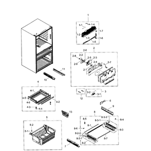 Freezer Diagram and Parts List for RF31FMEDBBC AA-03 Samsung Refrigerator