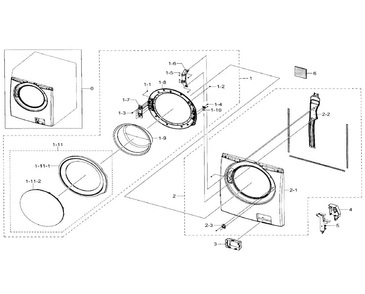 Frame Front & Door Diagram and Parts List for WF330ANW XAA-0001 Samsung Washer