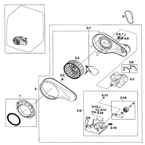 Motor Assembly Diagram and Parts List for DV520AEP XAA-02 Samsung Dryer
