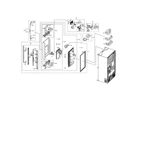 Left Fridge Door Diagram and Parts List for RF22NPEDBSR AA-00 Samsung Refrigerator