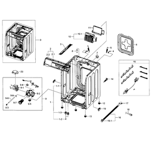 Frame Assy Diagram and Parts List for WF395BTPAWR A1-0001 Samsung Washer