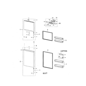 Door Compartment Diagram and Parts List for RT18M6213WW AA-0000 Samsung Refrigerator