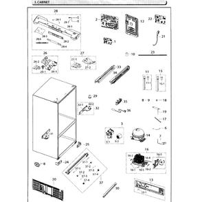 Cabinet Diagram and Parts List for RF26HFENDBC AA-01 Samsung Refrigerator
