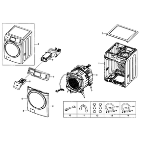 Frame And Cover Diagram and Parts List for WF457ARGSWR AA-0000 Samsung Washer