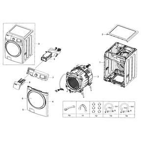Main Assembly Diagram and Parts List for WF433BTGJWR A2-0000 Samsung Washer