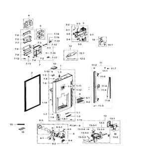 Fridge Door Left Diagram and Parts List for RF34H9960S4 AA-04 Samsung Refrigerator
