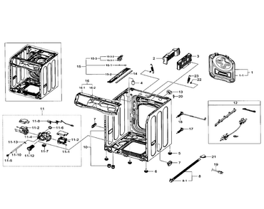 Frame & Cover Diagram and Parts List for WF511ABW XAA-0001 Samsung Washer