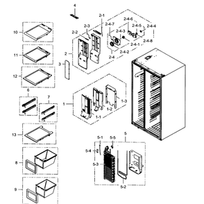 Freezer Diagram and Parts List for RH25H5611SR AA-01 Samsung Refrigerator