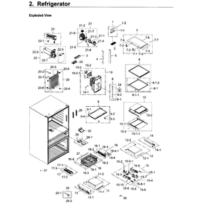 Refrigerator Diagram and Parts List for RF30KMEDBSR AA-01 Samsung Refrigerator