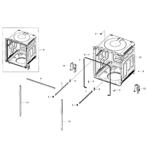 Tub Assy Diagram and Parts List for DW7933LRAWW AA-0001 Samsung Dishwasher