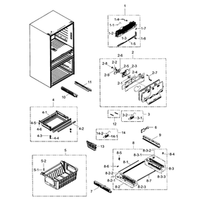 Freezer Diagram and Parts List for RF30HBEDBSR AA-03 Samsung Refrigerator