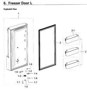 Freezer Door L Diagram and Parts List for RF22K9381SG AA-0000 Samsung Refrigerator