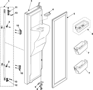 Freezer Door Diagram and Parts List for RS257BARB XAA Samsung Refrigerator
