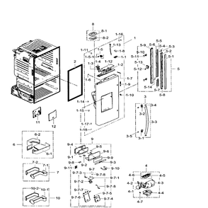 Left Door Diagram and Parts List for RF30HDEDTSR AA-08 Samsung Refrigerator