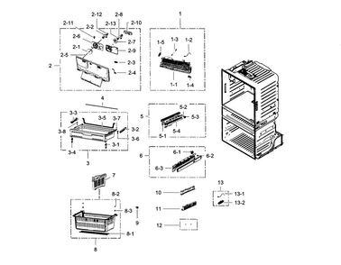 Freezer Diagram and Parts List for RF4287HABP XAA-0004 Samsung Refrigerator