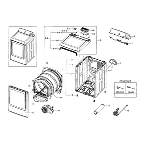 Main Assembly Diagram and Parts List for DV45H7000GW A2-0000 Samsung Dryer
