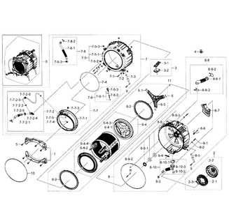 Tub-drum Diagram and Parts List for WF520ABP XAA-0003 Samsung Washer