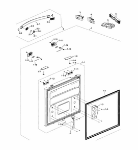 Freezer Door Diagram and Parts List for RF18HFENBBC AA-0000 Samsung Refrigerator