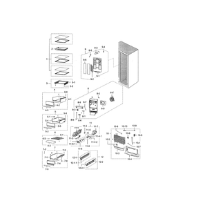Fridge Diagram and Parts List for RSG307AABP XAA-03 Samsung Refrigerator