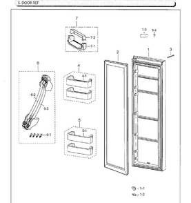 Fridge Door Diagram and Parts List for RS25J500DSG AA-0000 Samsung Refrigerator