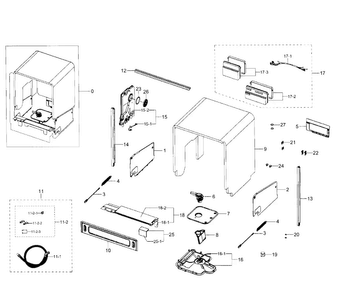Cabinet Diagram and Parts List for DW80J7550US AA-0001 Samsung Dishwasher