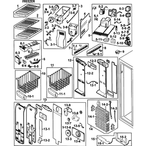 Freezer Diagram and Parts List for RS264ABWP XAA-0000 Samsung Refrigerator