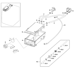 Drawer Housing Diagram and Parts List for WF220ANW XAA-01 Samsung Washer