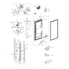 Refrigerator Door L Diagram and Parts List for RFG238AARS XAA-01 Samsung Refrigerator