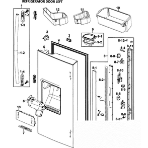 Left Door Diagram and Parts List for RF26VACBP XAA-00 Samsung Refrigerator