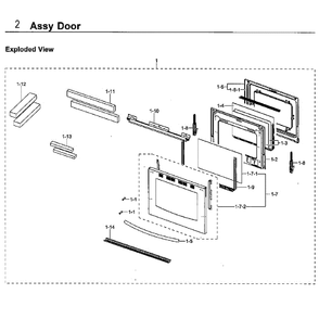 Door Diagram and Parts List for NX58F5700WS AA-04 Samsung Range