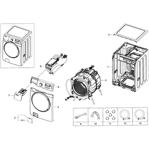 Main Assembly Diagram and Parts List for WF393BTPAWR A2-0000 Samsung Washer