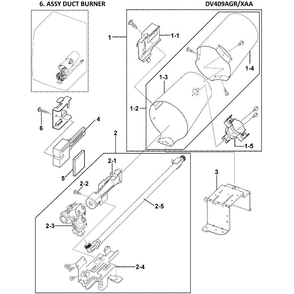 Heater Assembly Diagram and Parts List for DV409AGW XAA-0000 Samsung Dryer