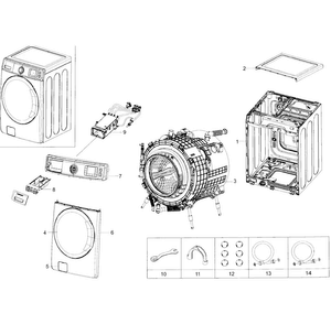 Main Asy Diagram and Parts List for WF56H9100AG A2-0001 Samsung Washer
