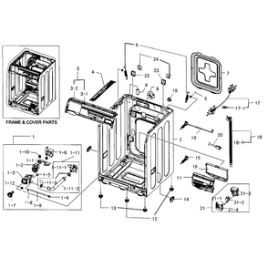 Frame And Cover Diagram and Parts List for WF419AAW XAA-04 Samsung Washer