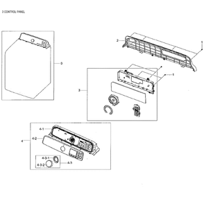 Control Panel Diagram and Parts List for DV48J7700EW A2-02 Samsung Dryer