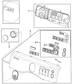 Control Panel Diagram and Parts List for DV209AGW XAA-0000 Samsung Dryer