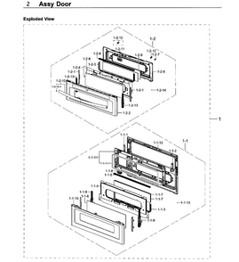 Door Diagram and Parts List for NX58K9852SG AA-0000 Samsung Range