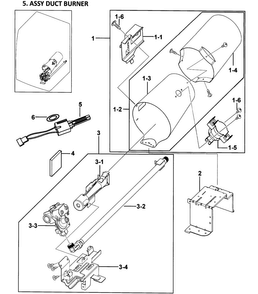 Heater Assy Diagram and Parts List for DV337AGL XAA-0000 Samsung Dryer