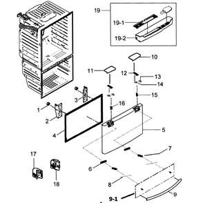 Freezer Door Diagram and Parts List for RFG298HDWP XAA-00 Samsung Refrigerator