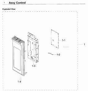 Control Panel Diagram and Parts List for ME21F707MJT AA-00 Samsung Microwave