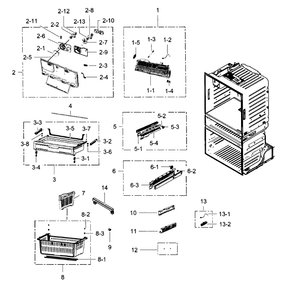 Freezer Diagram and Parts List for RF4287HARS XAA-03 Samsung Refrigerator