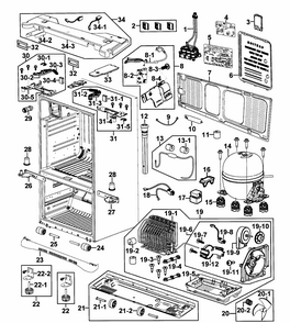 Cabinet Assy Diagram and Parts List for RF268ABPN XAA-0000 Samsung Refrigerator