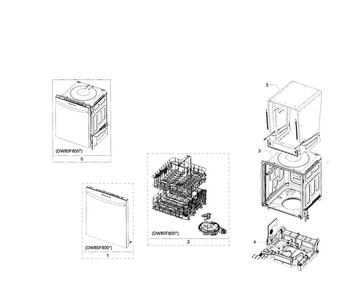 Main Assy Diagram and Parts List for DW80F800UWS AA-0001 Samsung Dishwasher