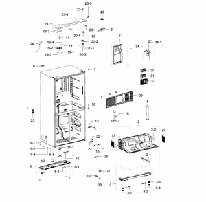 Cabinet Diagram and Parts List for RF23J9011SR AA-0003 Samsung Refrigerator