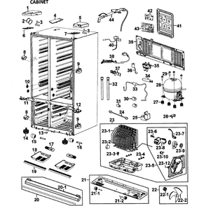 Cabinet Diagram and Parts List for RM257ABRS XAA-00 Samsung Refrigerator