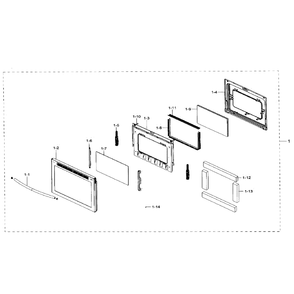 Door Diagram and Parts List for NE59J7630SG AA-01 Samsung Range