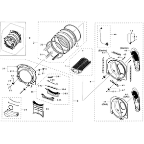 Drum Diagram and Parts List for DV50K7500EV A3-0000 Samsung Dryer