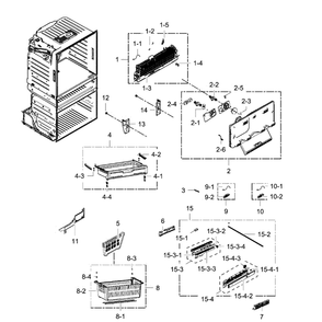 Freezer Assembly Diagram and Parts List for RF25HMEDBSR AA-0001 Samsung Refrigerator